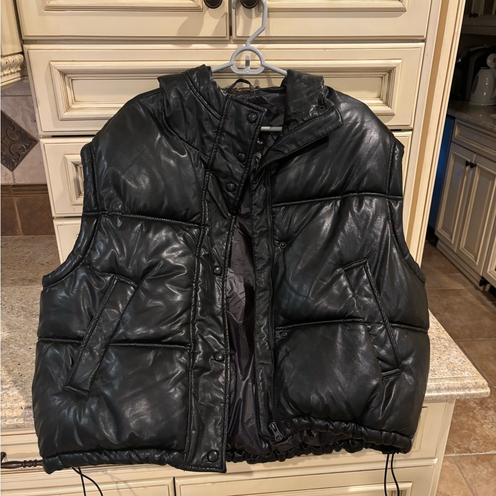 Zara Black Leather Vest